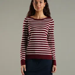 Tommy Hilfiger Red Cotton Regular Fit Striped Sweater-picture-48