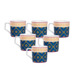 india circus by krsnaa mehta India Circus Fine Ceramic Floral Multicolor Coffee Mugs Set of 6 - 240 ml each image 3