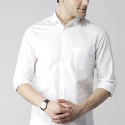 Provogue Men India Slim Spread Collar Solid Cotton Casual Shirt-image-36