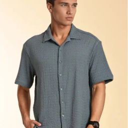 Thomas Scott Blue Regular Fit Texture Shirt-picture-22