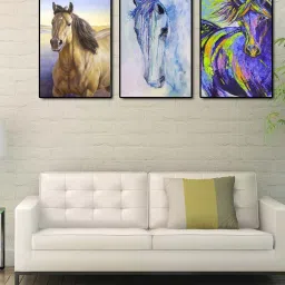 999store Multicolor Printed Clouds Paintings - Set of 3 image 1