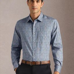 Louis Philippe Blue Cotton Regular Fit Printed Shirt-picture-30