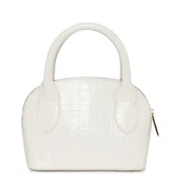KLEIO White Textured Medium Handbag image 3