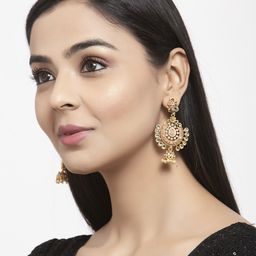 Shining Diva Gold-Toned Dome Shaped Jhumkas-image-75
