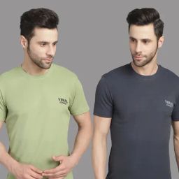 Vimal Jonney Green & Grey Regular Fit Sports T-Shirt-image-99