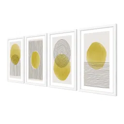 999store Grey & Yellow Abstract Line Canvas image 3