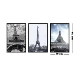 999store Grey & Blue Printed Eiffel Tower Paintings - Set of 3 image 4