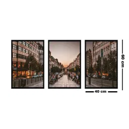 999store Brown & Blue Printed City Life Paintings - Set of 3 image 4