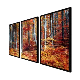 999store Orange & Grey Printed Trees Paintings - Set of 3 image 3