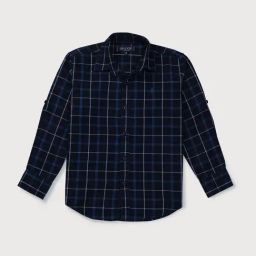 Gini & Jony Kids Navy Checks Full Sleeves Shirt-image-25