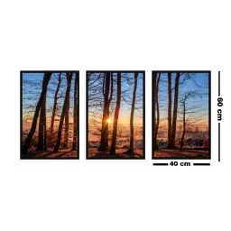 999store Brown & Blue Printed Sun Set Forest Paintings - Set of 3 image 4
