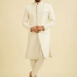 Manyavar Men Embroidered Mandarin Collar Sherwani Set-image-7