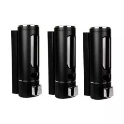 Aster 350 ml Plastic Liquid Shampoo Dispenser Black (Pack of 3)-image-28