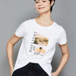 Fame Forever by Lifestyle White Cotton Printed T-Shirt-image-36