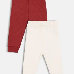 Miniklub Unisex Red & White Regular Fit Knitted Bottom - Pack of 2-picture-3