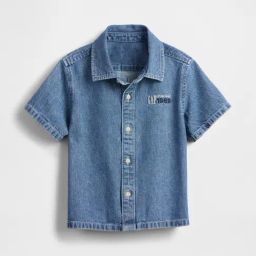 GAP Boys Blue Cotton Solid Shirt-image-88
