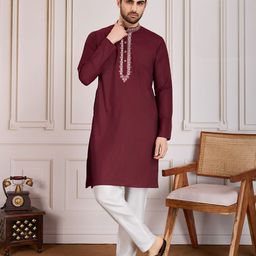 House of Pataudi Mandarin Collar Straight Kurta & Trouser Set-picture-52