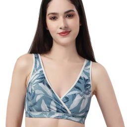 Soie Grey Printed Medium Coverage Lounge Bra With Removable Cups-23