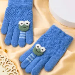 SHOP FRENZY Unisex Kids Patterned Acrylic Winter Gloves-5