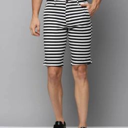 SHOWOFF Black Regular Fit Striped Shorts-5