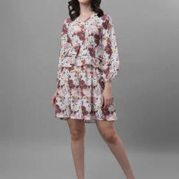 MASAKALI.CO Multicolor Floral Print A Line Dress-picture-15