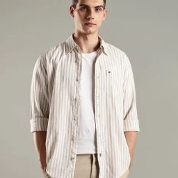 TOMMY HILFIGER Beige Regular Fit Striped Shirt-picture-28