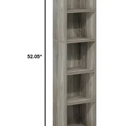 Oakcraft Brown 5 Tier Engineered Wooden Open Bookshelf image 3