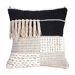 Decazone Black & White Geometric Rectangle Cotton Cushion Covers-42