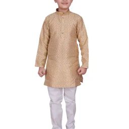 Pro-Ethic Style Developer Kids Beige & White Printed Full Sleeves Kurta with Pyjamas-image-97