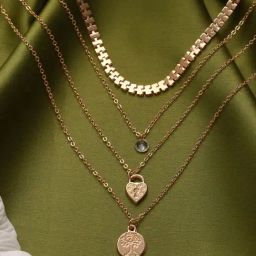 Prita by Priyaasi Embossed Round Heart Layered Gold-Plated Necklace-image-47