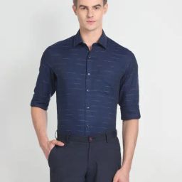 Arrow Blue Cotton Slim Fit Striped Shirt-picture-25