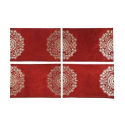 Home4U Kyra Red 200 GSM Poly Dupion Table Placemats - Set Of 4-image-14