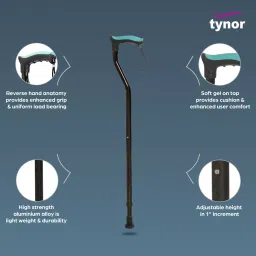 Tynor Walking Stick Soft Top Handle Universal Size Silver L07UDZ image 3