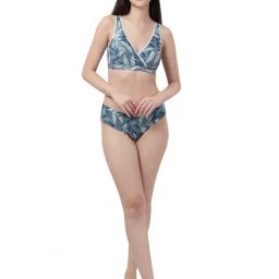 Soie Grey Printed Medium Coverage Lounge Bra With Removable Cups image 4