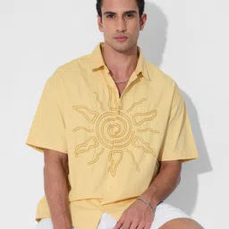 The Souled Store Men Oversized Embroidered Spread Collar Casual Shirt-image-60