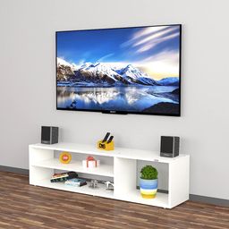 DAS Bastian Engineered Wood Free Standing TV Unit Stand Frosty White Finish- Ideal for Up to 55" Screen image 3