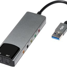 ETZIN 6 in 1 USB Multi-Functional Sound Card USB Fiber Optic SPDIF Sound Computer External Multifunction Sound Card Support AC-3 for -Compatible 5.1 Sound EPL-1245UG image 1