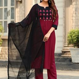 MITTOO Women Printed Regular Kurti with Trousers & With Dupatta-picture-7
