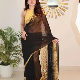 GHAN SALS Floral Pure Georgette Bagh Saree With Blouse Piece-picture-30