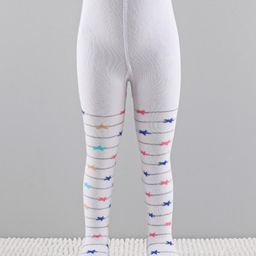 Cutewalk by Babyhug Anti-Bacterial Tights Stars Design - White-image-15