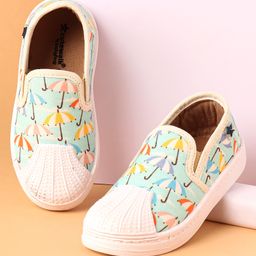 Cute Walk by Babyhug Slip on Casual Shoes with Umbrella Print - Blue-image-53