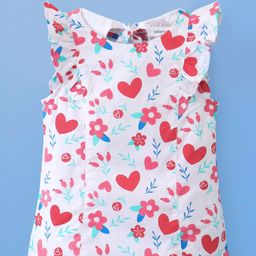 Babyoye Eco Conscious Poplin  Sleeveless Top Floral Print- White & Red-image-77