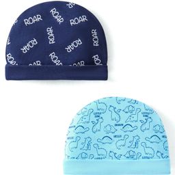 Doodle Poodle 100% Cotton Text & Dino Printed Caps Pack of 2 Navy Blue - Diameter 15 cm-image-33