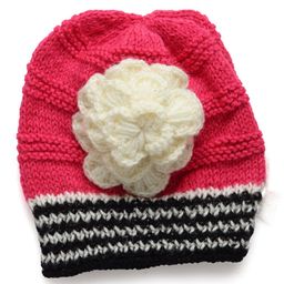 MayRa Knits Flower Applique Detailed Hand Knitted Cap - Pink-image-31