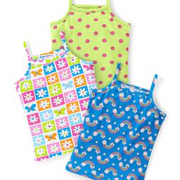 Babyhug 100% Cotton Knit Sleeveless Slips With Polka Dot Print Pack of 3 - Multicolor-image-104
