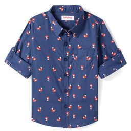 Babyhug Cotton Woven Full Sleeves Fox Printed Shirt - Navy Blue-image-81