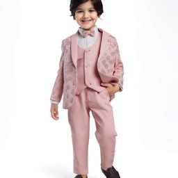 Babyhug Woven Full Sleeves Embroidered 4 Piece Party Suit With Bow - Black-image-92