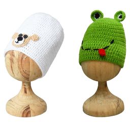 Funkrafts Woollen Pack Of 2 Animals Designed Beanie Caps - Green & White-74