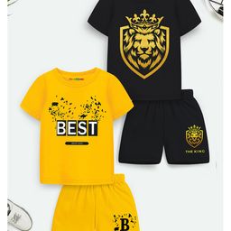 Trampoline Pack Of 2 Half Sleeves Lion & Best Text Printed Tees & Shorts Set - Multi Colour-image-41