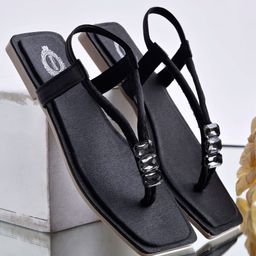Shoetopia Rhinestone Embellished With Backstrap Sandals - Black-image-51